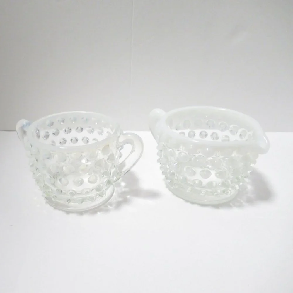 Vintage Hobnail Creamer and Sugar set